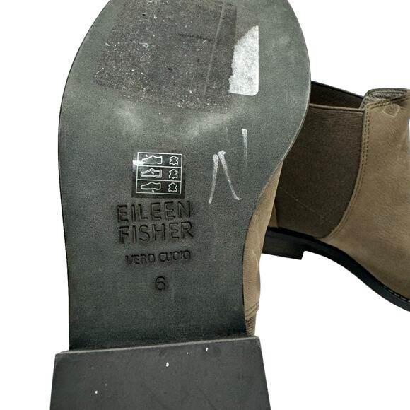 Eileen Fisher Blink Taupe Brown Gray Tumbled Nubuck Pull On Chelsea Bootie - Picture 9 of 10